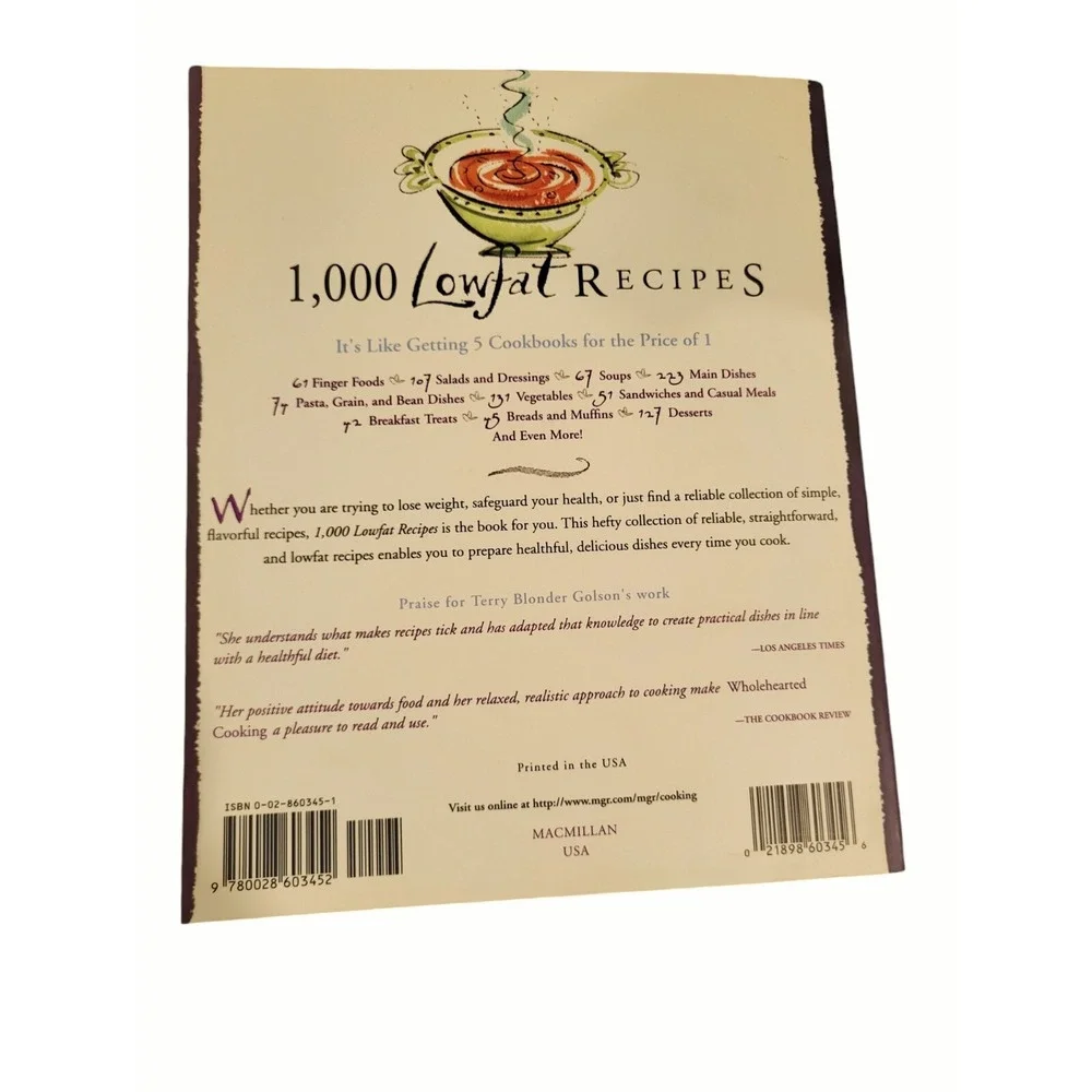 Vintage Cookbook  1,000‎ Lowfat Recipes, Terry Blonder Golson, Paperback 1997